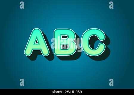 Lettere ABC con ombra su sfondo blu scuro. Alfabeto con lettere A, B, C in piatte. Illustrazione vettoriale. Illustrazione Vettoriale
