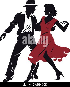 Boogie Woogie Couple Dancing, Un vettore per eventi di danza Swing Illustrazione Vettoriale