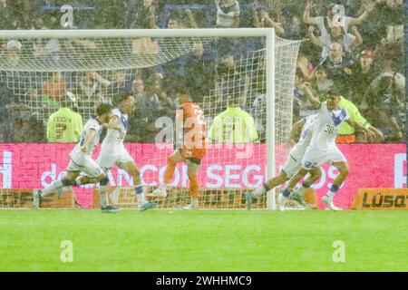 Buenos Aires, Argentina. 9 febbraio 2024. Durante la partita del 4° turno della Liga Profesional de Fútbol Argentina allo stadio José Amalfitani ( crediti: Néstor J. Beremblum/Alamy Live News Foto Stock