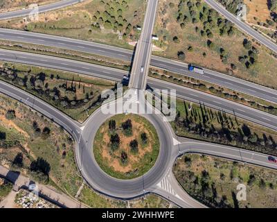 Autostrada ma-19 e rotonda della zona industriale Son Noguera Foto Stock