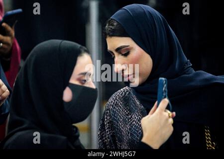 Doha, Qatar, 10 febbraio 2024, Coppa d'Asia del Qatar 2023 finale - Qatar VS Giordania - cerimonia di apertura, immagine: Tifosi del Qatar Foto Stock