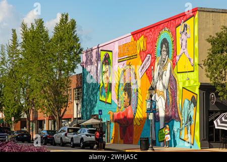 Sprit of Funk - murale di James Brown ad Augusta in Georgia Foto Stock