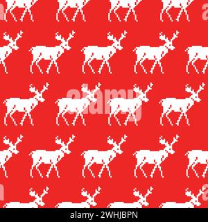 Pullover lavorato a maglia con motivo senza cuciture di cervi. Sfondo natalizio. Illustrazione vettoriale Illustrazione Vettoriale
