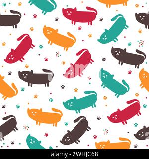 Simpatico motivo senza cuciture con simpatici gatti. Illustrazione vettoriale Illustrazione Vettoriale