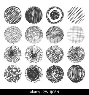 Set di cerchi disegnati a mano. Elementi di design del logo vettoriale. Illustrazione vettoriale Illustrazione Vettoriale
