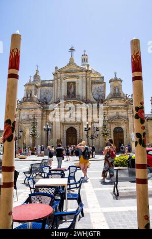 Rabat, Malta - 20 giugno 2023: Facciata di St Chiesa collegiata di Paolo a Rabat, Malta Foto Stock