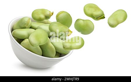 Fagioli edamame, ciotola di soia verde isolata su sfondo bianco Foto Stock