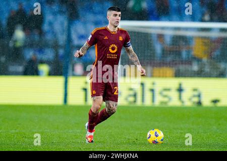 Roma, Italia. 10 febbraio 2024. Gianluca Mancini dell'AS Roma durante la partita di serie A tra AS Roma e FC Internazionale allo Stadio Olimpico il 10 febbraio 2024 a Roma, Italia. Crediti: Giuseppe Maffia/Alamy Live News Foto Stock