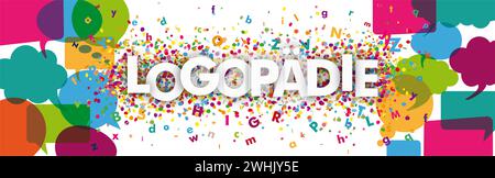 Testo tedesco Logopedie, Traduci Logopedia. File vettoriale EPS 10. Foto Stock