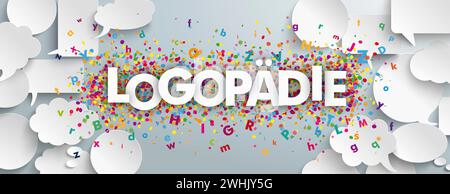 Testo tedesco Logopedie, Traduci Logopedia. File vettoriale EPS 10. Foto Stock