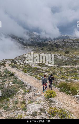 Escursionisti sulla strada Foto Stock