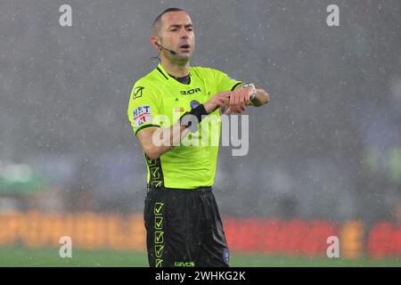 Roma, Italia. 10 febbraio 2024. Roma, Italia 10.01.2024: Arbitro Marco Guida durante la partita di calcio Italia serie A TIM 2023-2024 COME Roma vs FC Internazionale Milan allo Stadio Olimpico di Roma. Credito: Agenzia fotografica indipendente/Alamy Live News Foto Stock