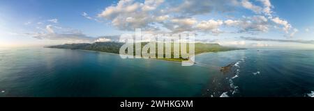 Panorama, vista aerea, Parco Nazionale Marino Ballena, Parco Nazionale osa, promontorio e mare del Pacifico meridionale, Provincia di Puntarenas, osa, Costa Rica Foto Stock