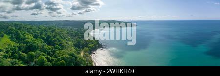 Vista aerea, panorama, Parco Nazionale Marino Ballena, Parco Nazionale osa, Spiaggia e mare del Pacifico meridionale, provincia di Puntarenas, osa, Costa Rica Foto Stock