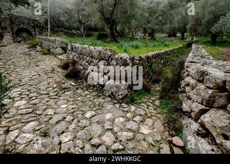 Acequias tradicionales de piedra Foto Stock