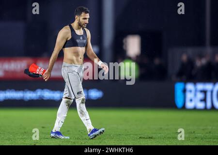 Almere, Paesi Bassi. 10 febbraio 2024. ALMERE, PAESI BASSI - 10 FEBBRAIO: Vangelis Pavlidis dell'AZ Alkmaar è deluso durante l'incontro olandese Eredivisie tra l'Almere City FC e l'AZ Alkmaar allo Yanmar Stadion il 10 febbraio 2024 ad Almere, Paesi Bassi. (Foto di Pieter van der Woude/Orange Pictures) credito: Orange Pics BV/Alamy Live News Foto Stock