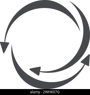 Freccia in un cerchio di 360 gradi. Segni con frecce per indicare la rotazione o i panorami a 360 gradi. Icone della realtà virtuale. vettore Illustrazione Vettoriale