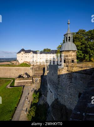 Fortezza di Koenigstein nella Svizzera sassone. Castello di Georgenburg, Koenigstein, Sassonia, Germania Foto Stock