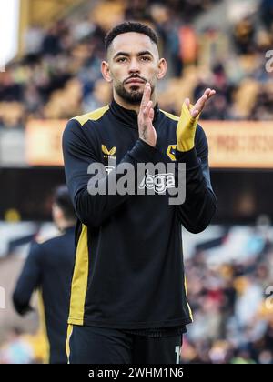 Wolverhampton, Regno Unito. 10 febbraio 2024. Wolverhampton, Inghilterra, 10 febbraio 2024: Matheus Cunha (12 lupi) durante il riscaldamento della partita di calcio di Premier League tra Wolverhampton Wanderers e Brentford allo stadio Molineux di Wolverhampton, Inghilterra (Natalie Mincher/SPP) credito: SPP Sport Press Photo. /Alamy Live News Foto Stock