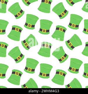 Modello festivo per St. Patrick's Day con un bel cappello verde. Elementi di cartoni animati piatti disegnati a mano. Illustrazione vettoriale Illustrazione Vettoriale