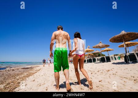 Es Trenc spiaggia. Maiorca. Isole Balneari. Spagna. Foto Stock