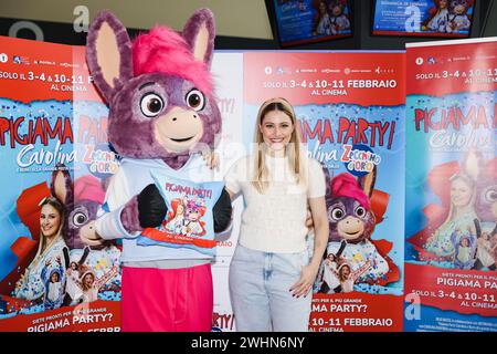 Milano, Italia. 28 gennaio 2024. Carolina Benvenga partecipa al photocall per la prima italiana di 'Carolina e Nunu alla grande Festa dello Zecchino d'Oro' presso UCI Cinemas Bicocca a Milano, Italia, il 30 gennaio 2024. (Foto di Alessandro Bremec/NurPhoto) credito: NurPhoto SRL/Alamy Live News Foto Stock