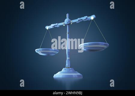 rendering 3d della scala blue law con luce in un design moderno Foto Stock