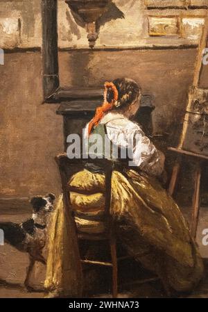 Jean-Baptiste-Camille Corot 1865-1870 pittura ad olio su pannello di legno 'lo Studio dell'artista' al Museo d'Arte di Baltimora Foto Stock