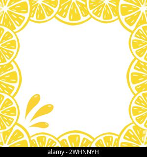 Bordo delle fette di limone. Composizione degli agrumi. Illustrazione vettoriale isolata su sfondo bianco. Illustrazione Vettoriale