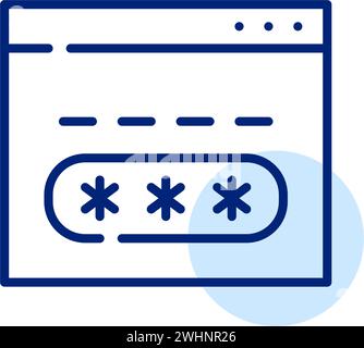 Accesso all'account tramite il browser Web. Password in una finestra di dialogo con asterischi. Pixel Perfect, traccia modificabile Illustrazione Vettoriale