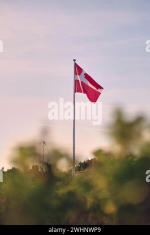 Bandiera danese, Dannebrog, nel vento Foto Stock