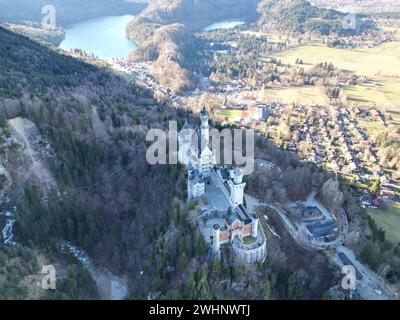 Una splendida vista del castello di Neuschwanstein a Schwangau, Germania Foto Stock