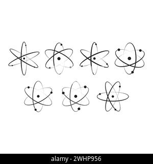 Set di icone Atom piatte, illustrazione vettoriale del simbolo Illustrazione Vettoriale