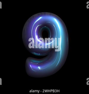 Numero metaverso 9 - cifra futuristica 3d - adatto per materie tecnologiche, ciberspaziali o scientifiche Foto Stock