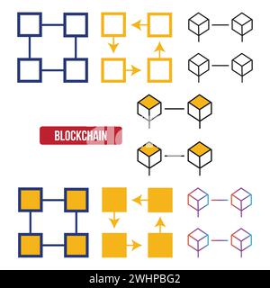 Icona vettoriale blockchain su sfondo bianco. Simbolo dell'icona della blockchain vettoriale piatta, tratto dalla moderna collezione di criptovalute per il concetto mobile e il Web A. Illustrazione Vettoriale