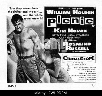 WILLIAM HOLDEN e KIM NOVAK in PICNIC 1955 il regista JOSHUA LOGAN interpreta William Inge sceneggiatura Daniel Taradash musica George Duning direttore della fotografia James Wong Howe produttore Fred Kohlmar Columbia Pictures Foto Stock