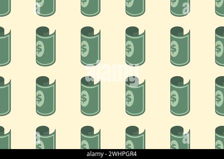 Sequenza di soldi senza soluzione di continuità. Sfondo con banconote verdi e banconote in dollari. Modello per imballaggio, design, sfondo, illustrazione vettoriale. Illustrazione Vettoriale