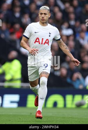 Londra, Regno Unito. 10 febbraio 2024. Richarlison del Tottenham Hotspur durante la partita di Premier League al Tottenham Hotspur Stadium di Londra. Il credito per immagini dovrebbe essere: Paul Terry/Sportimage Credit: Sportimage Ltd/Alamy Live News Foto Stock