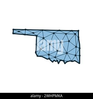 Mappa dello stato dell'Oklahoma illustrazione poligonale fatta di linee e punti, isolata su sfondo bianco. STATI UNITI: Design a basso poli Foto Stock
