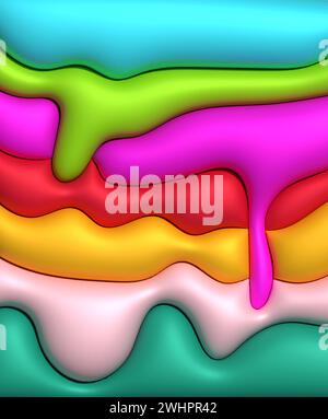 Sfondo astratto con linee curve, illustrazione di rendering 3D, figure gonfiate Foto Stock