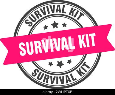 timbro kit di sopravvivenza. cartello rotondo kit di sopravvivenza. etichetta su sfondo trasparente Illustrazione Vettoriale