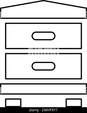 Alveare apicoltura alveare apicoltura Concept contorno icona linea di contorno nero immagine vettoriale sottile stile piatto semplice Illustrazione Vettoriale