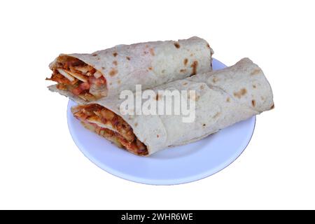 Kebab donatore di pollo avvolto Foto Stock