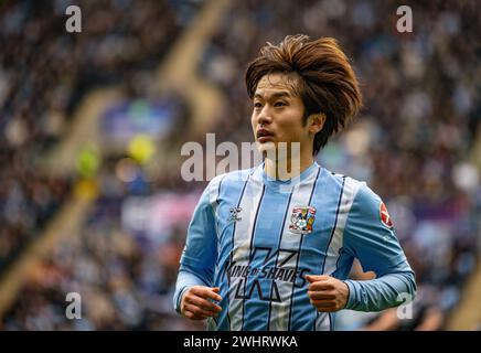 11 febbraio 2024; Coventry Building Society Arena, Coventry, Inghilterra; EFL Championship, Coventry City contro Millwall; Tatsuhiro Sakamoto di Coventry Foto Stock