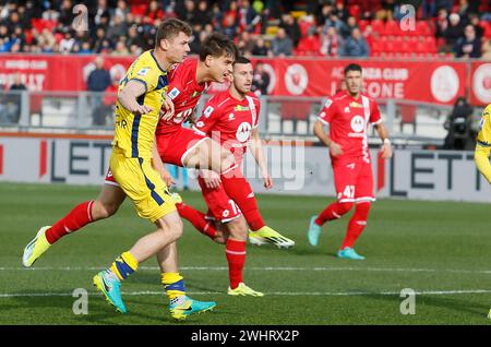 Monza Brianza, Italia. 11 febbraio 2024. Foto Alberto Mariani/LaPresse 11 febbraio 2024 - Monza Brianza, Italia - sport, calcio - Monza vs Hellas Verona - Campionato italiano di calcio serie A Tim 2023/2024 - Stadio U-Pouwer. Nella foto: Lorenzo Colombo 11 febbraio 2024 Monza Brianza Italia - sport, calcio - Monza vs Hella Verona - Campionato Italiano di calcio 2023/2024 - Stadio U-PouwerStadium. Nella foto: Credito: LaPresse/Alamy Live News Foto Stock