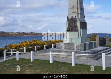 Memoriale a Stanley, capitale delle Isole Falkland, alla battaglia navale della prima guerra mondiale combattuta l'8 dicembre 1914 tra Regno Unito e Germania Foto Stock