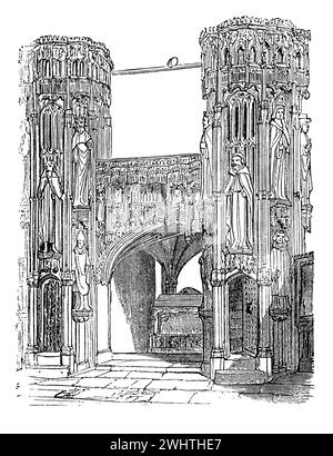 Henry V's Chantry nell'Abbazia di Westminster, Londra. Black and White Illustration from the Old England pubblicato da James Sangster nel 1860. Foto Stock