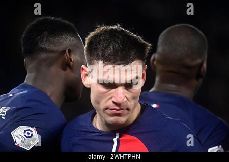 Julien Mattia / le Pictorium - PSG / LOSC - 21° giorno della Ligue 1 Uber Eat. - 11/02/2024 - Francia / Ile-de-France (regione) / Parigi - Manuel Ugarte durante la partita tra Paris Saint Germain (PSG) e LOSC (Lille), al Parc des Princes, 10 febbraio 2024. Foto Stock