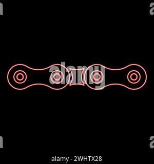 Catena al neon collegamento bicicletta moto moto moto bicomponente colore rosso immagine vettoriale luce piatta Illustrazione Vettoriale