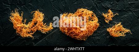 Panorama del muschio marino irlandese. Chondrus Crispus, alga cruda biologica sana Foto Stock